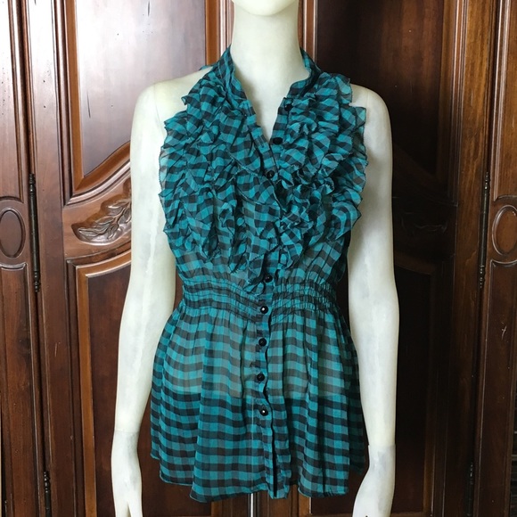 Checkered Ruffled Top - Picture 2 of 8
